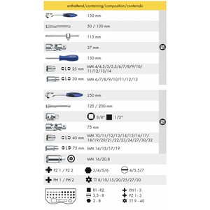 Heytec Tools Heytec Dopsleutelset 1/2" + 1/4" 105-Delig 50825-5015 - 1