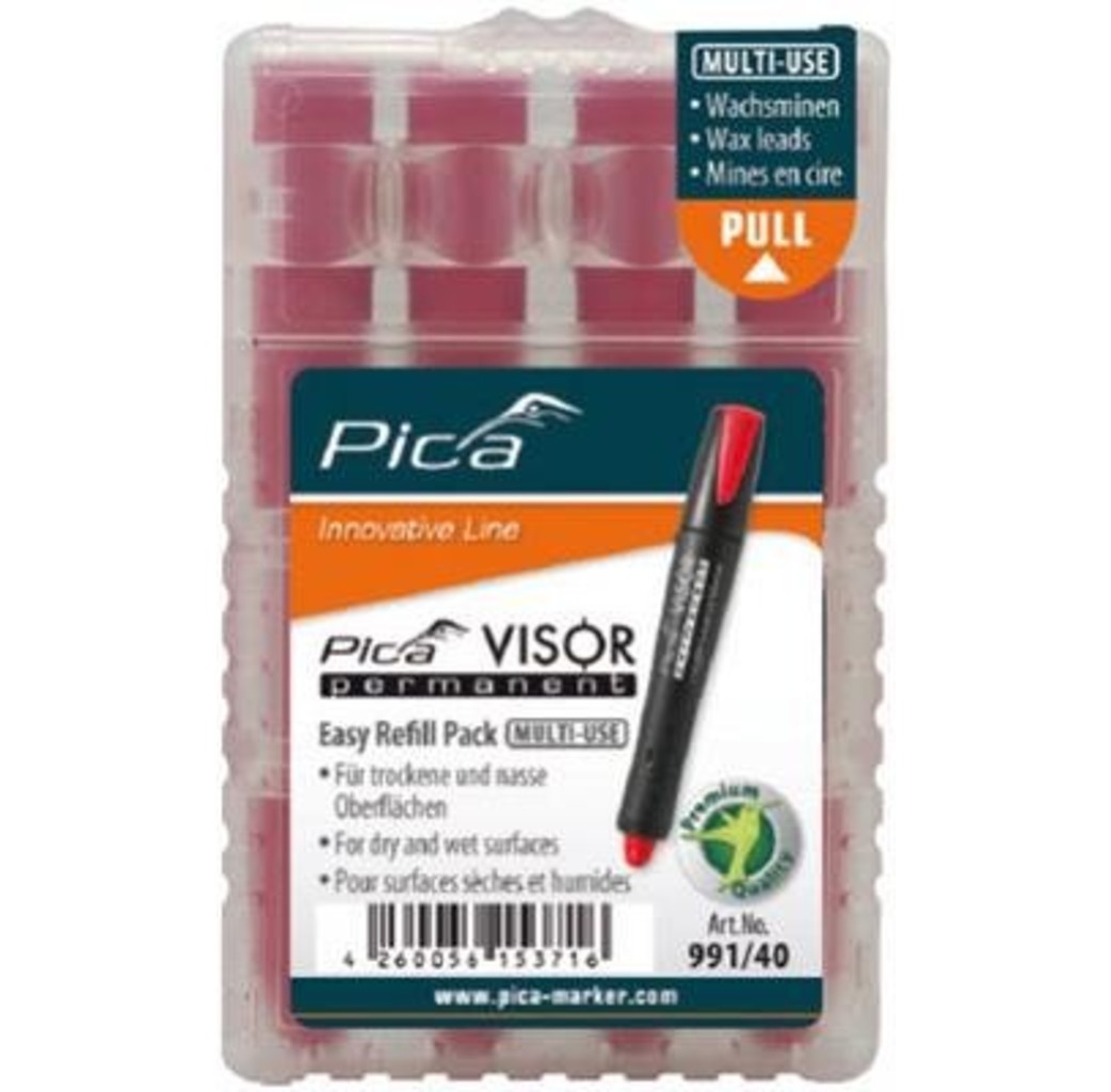 Pica Pica 991/40 Navulling tbv permanent marker visor - rood - 4 stuks