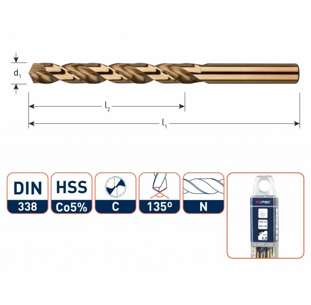 Hevu tools HEVU Metaalboor HSS-Co silver-line in box - Ø1 t/m Ø13 mm