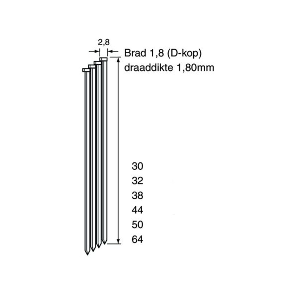 Dutack Fasteners Dutack brad DA18/32 D-kop 32 mm verzinkt 4000 stuks - 5150011