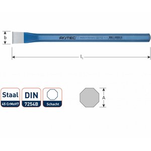 Rotec Rotec Breekbeitel 8-kantig 23 - 26 mm staal - 1