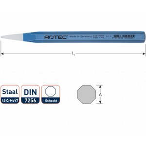 Rotec Rotec Puntbeitel 8-kantig 16 - 18 mm staal - 1