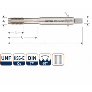 Rotec Rotec HSSE-Co 800 machinetap UNF doorlopend DIN371 - 0