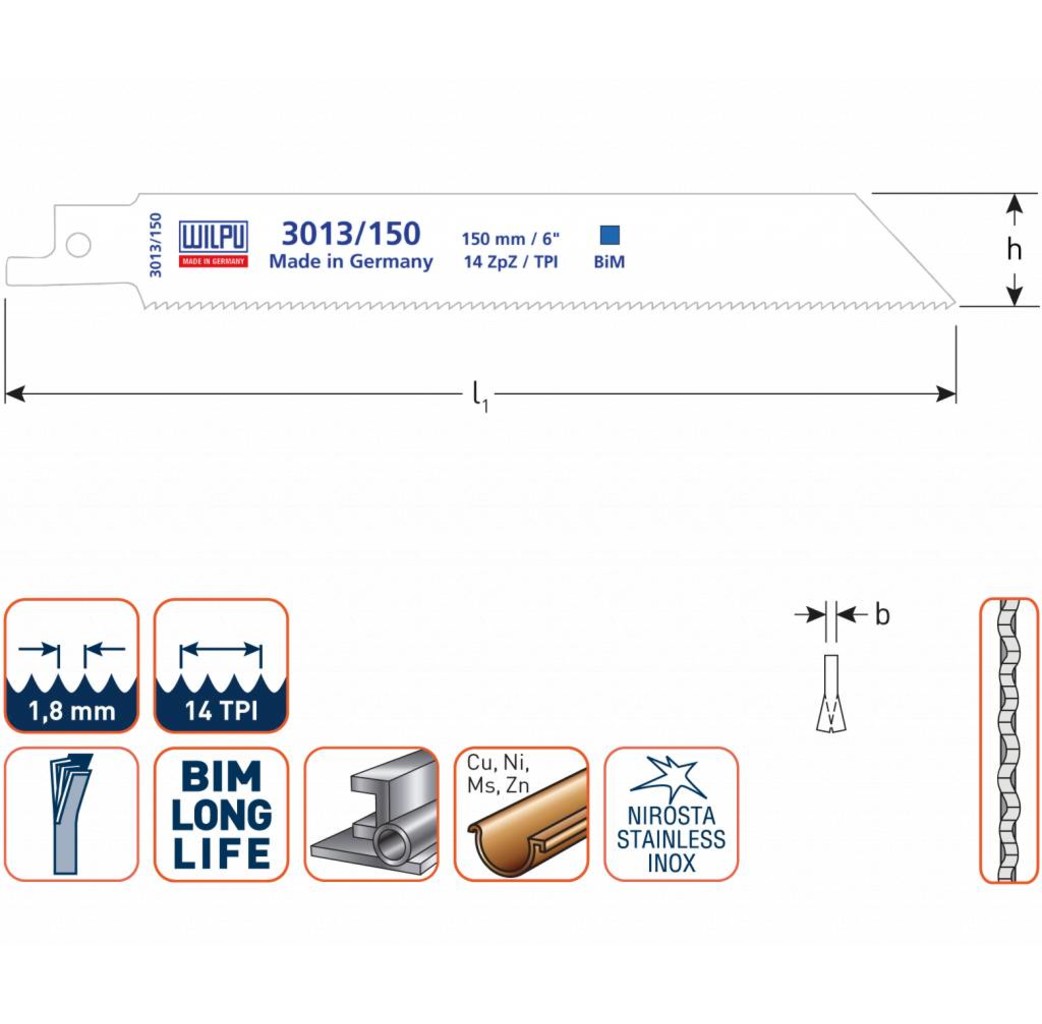 Wilpu Wilpu Reciprozaagblad 3013 150 - 200 - 280 mm