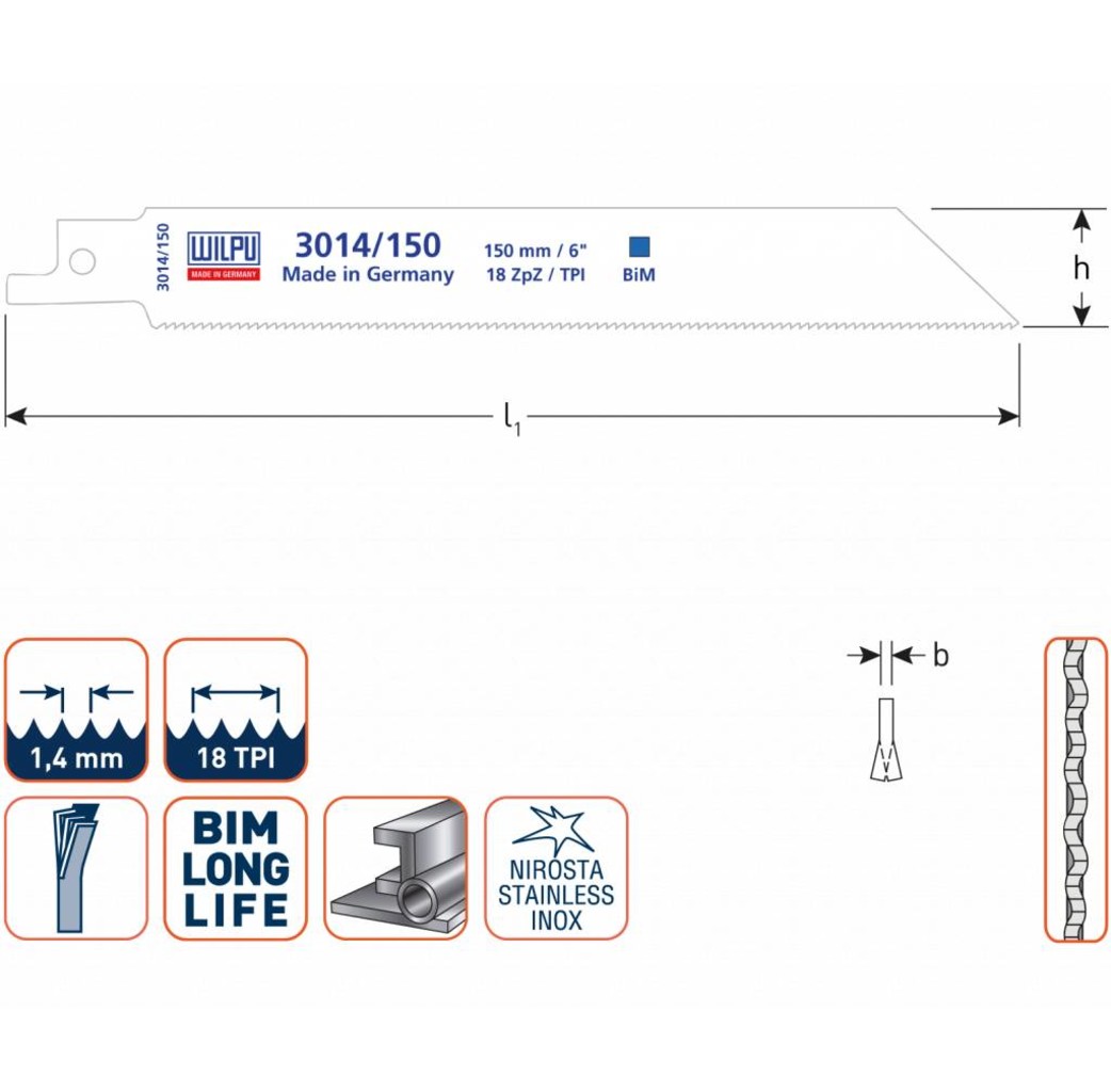 Wilpu Wilpu Reciprozaagblad 3014 150 - 200 - 280 mm