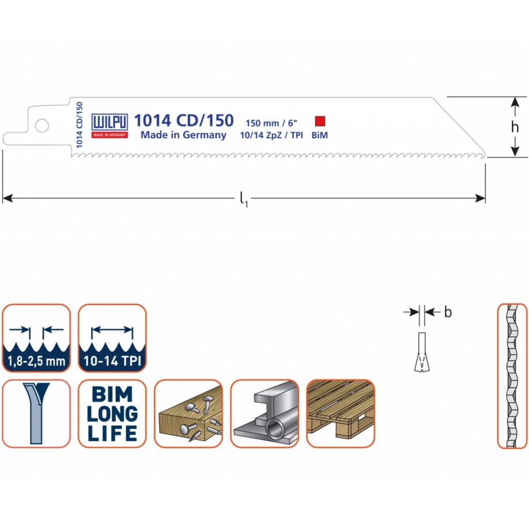 Wilpu Wilpu 1014CD Reciprozaagblad - hout en metaal
