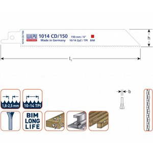 Wilpu Wilpu 1014CD Reciprozaagblad - hout en metaal - 0
