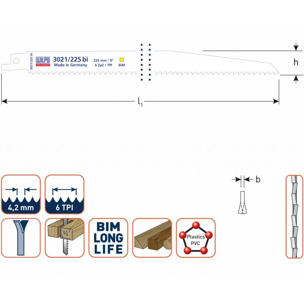 Wilpu Wilpu Reciprozaagblad 3021bi 150 - 225 - 300 mm
