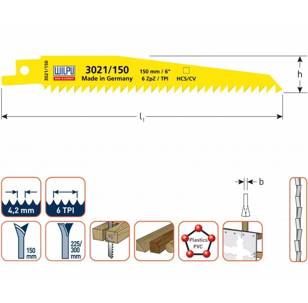 Wilpu Wilpu Reciprozaagblad 3021 150 - 225 - 300 mm