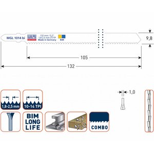 Wilpu Wilpu Decoupeerzaagblad MGL1014bi 5 stuks - 510.0761 - 0