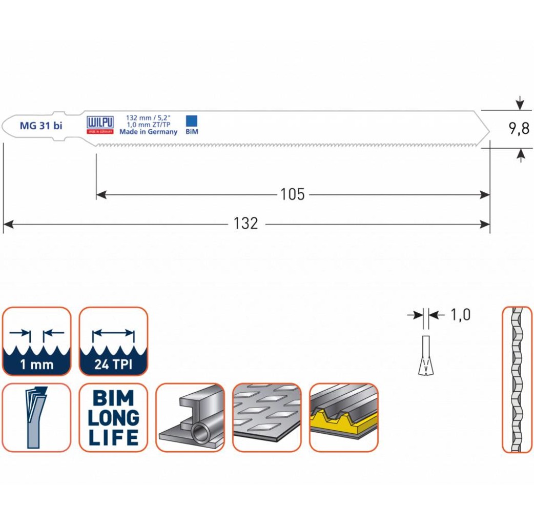 Wilpu Wilpu Decoupeerzaagblad MG31bi 5 stuks - 510.0681