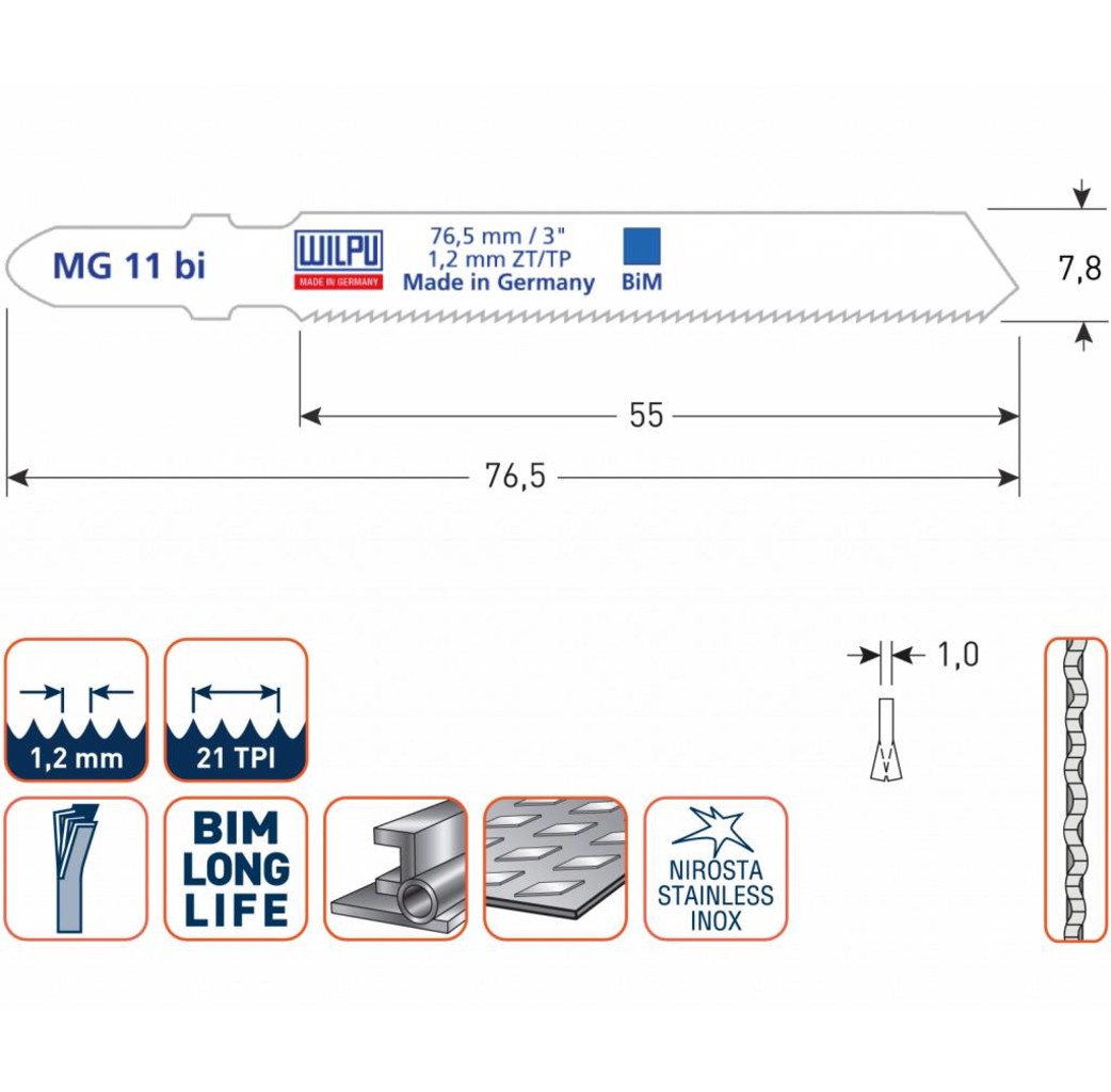 Wilpu Wilpu Decoupeerzaagblad MG11bi 5 stuks - 510.0641