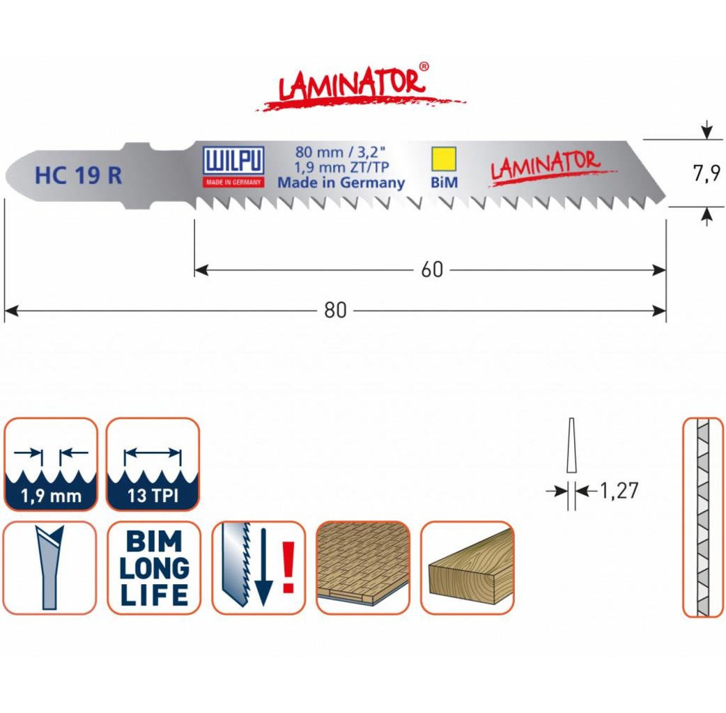 Wilpu Wilpu Decoupeerzaagblad HC19Rbi laminator 5 stuks - 510.0021