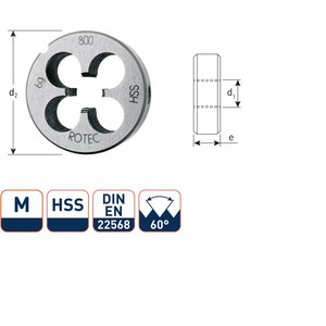 Rotec Rotec HSS Ronde snijplaat metrisch M3 - M20