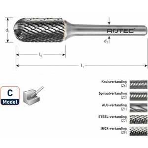 Rotec Rotec HM Stiftfrees cilindervorm ronde kop model C (WRC)