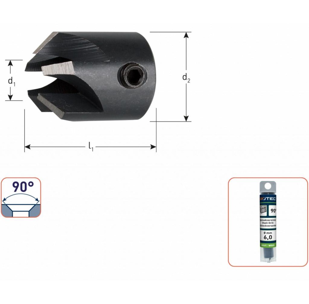 Rotec Rotec WS opsteekverzinkboor 90° - Ø3 t/m Ø10 mm