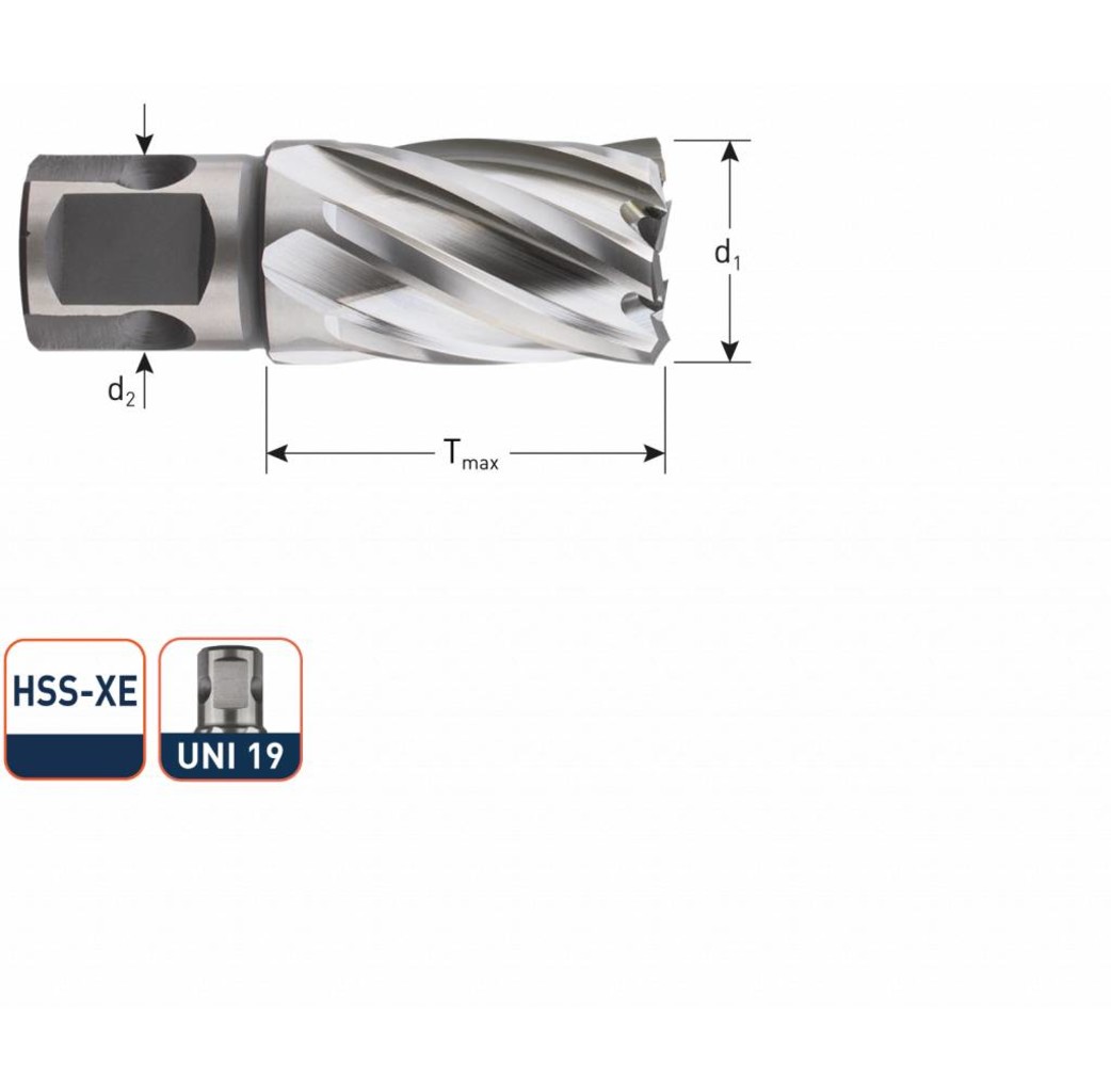 Rotec Rotec HSS-XE Kernboor silver-line 30 mm (UNI) 12 - 40 mm