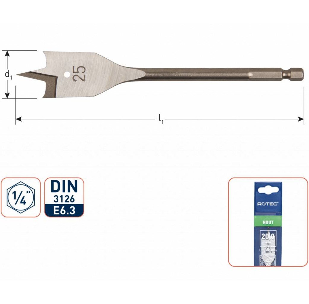 Rotec Rotec Speedboor 1/4 bit aansluiting - Ø6 t/m Ø40 mm - 157 mm