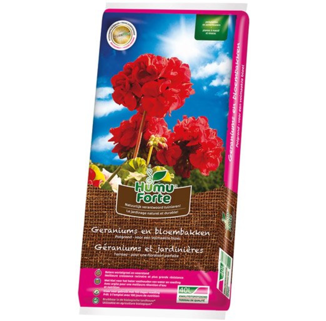 HumuForte HumuForte BIO Potgrond Geraniums en bloembakken - 40 Liter - HF40GB