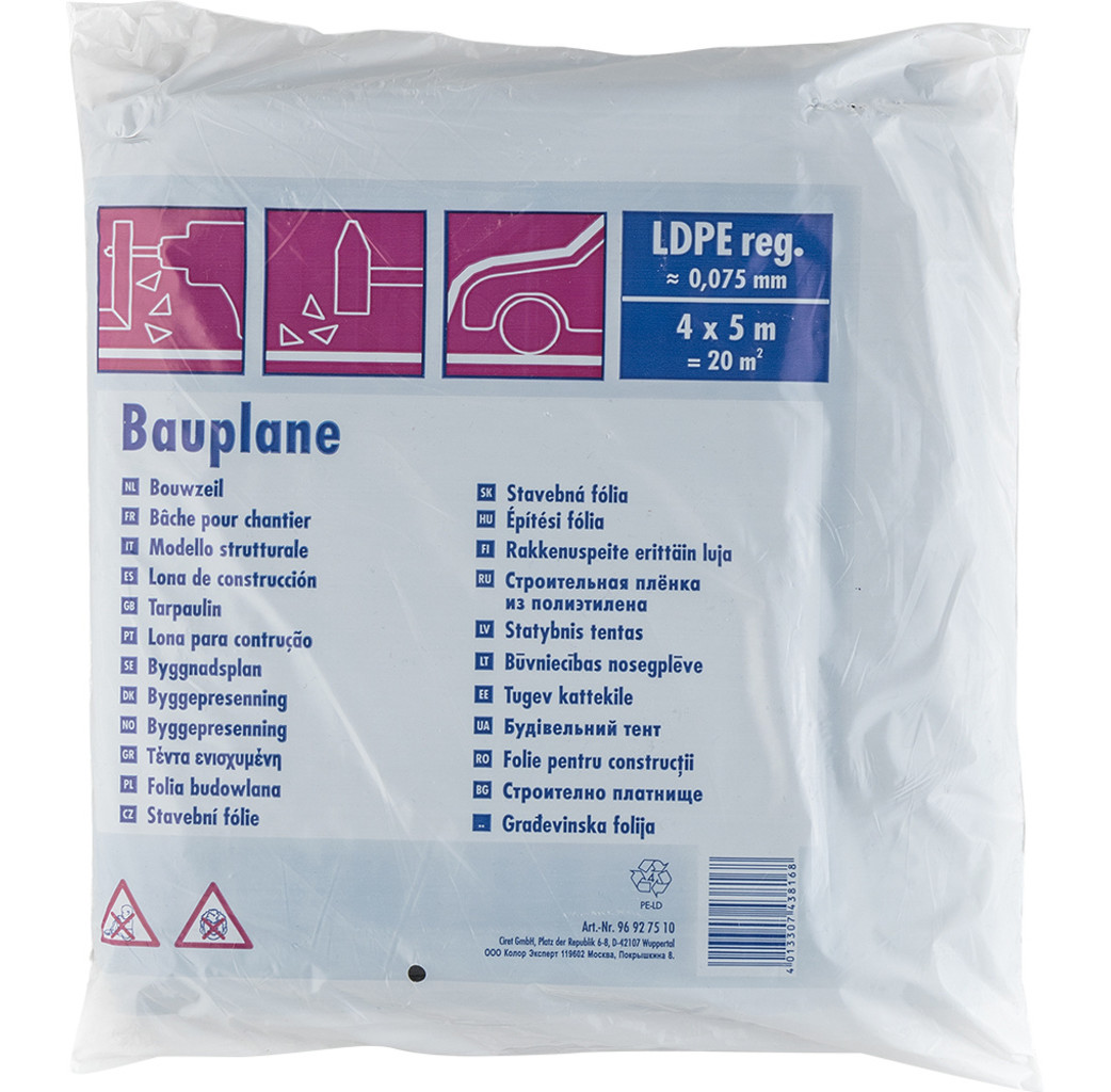 Color Expert Color Expert Bouwfolie LDPE 0,075 mm - 4x5 meter (20m²) - zwart - 96927510