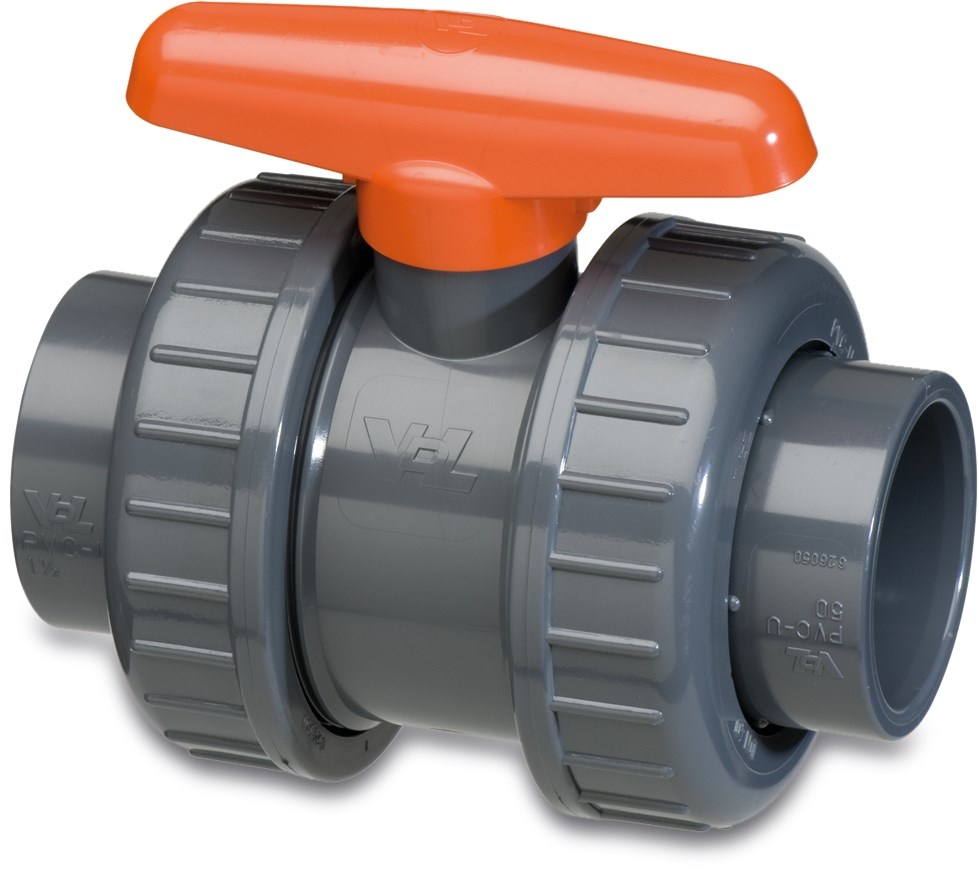VDL PVC Kogelkraan druk Ø20 t/m Ø110 mm 2x wartel 10 16 bar