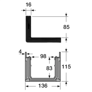 Nicoll Nicoll Connecto Afvoergoot onderbak - 100 cm - klasse A - 121404 - 1