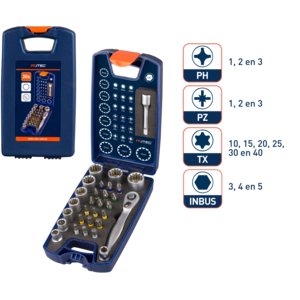 Rotec Rotec OPTI- bitset PH, PZ, TX en inbus + doppen - 30-delig - 827.9110 - 1