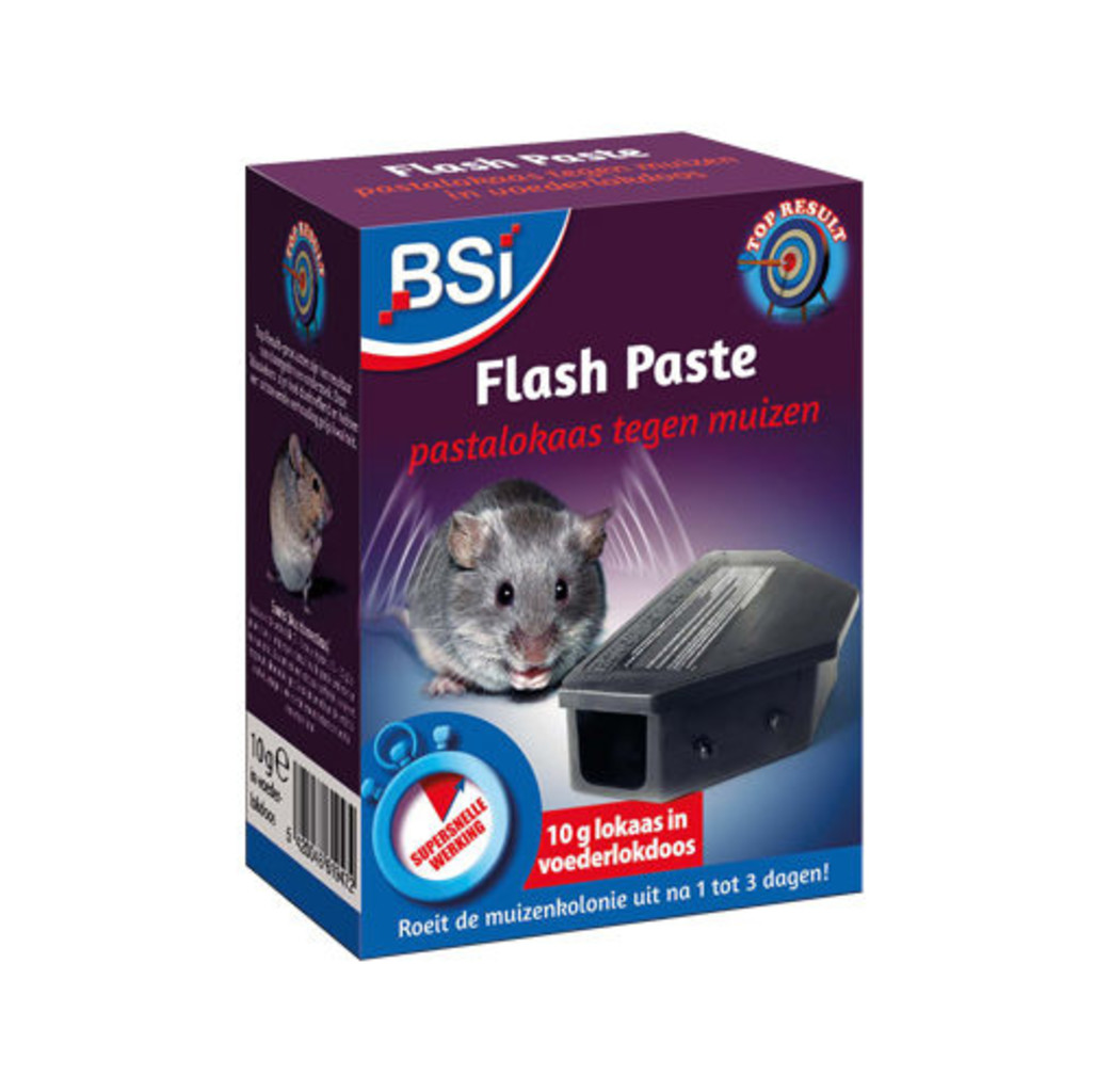 BSI Home & Garden care BSI Muizenlokdoos met Flash Paste pastalokaas - 1 doosje met 10 gram lokaas - 19472