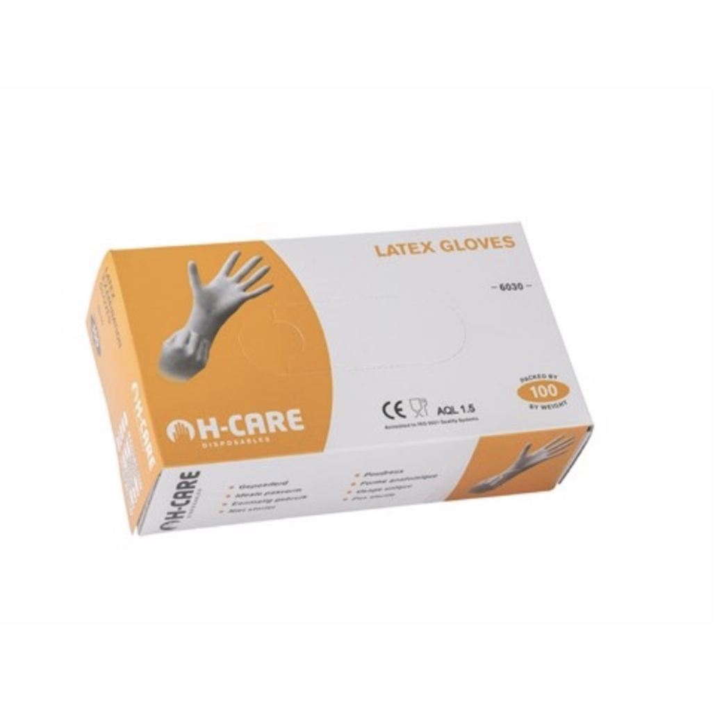 HBV safety gloves HBV H-care 6030 latex handschoen - M t/m XL - 100 stuks