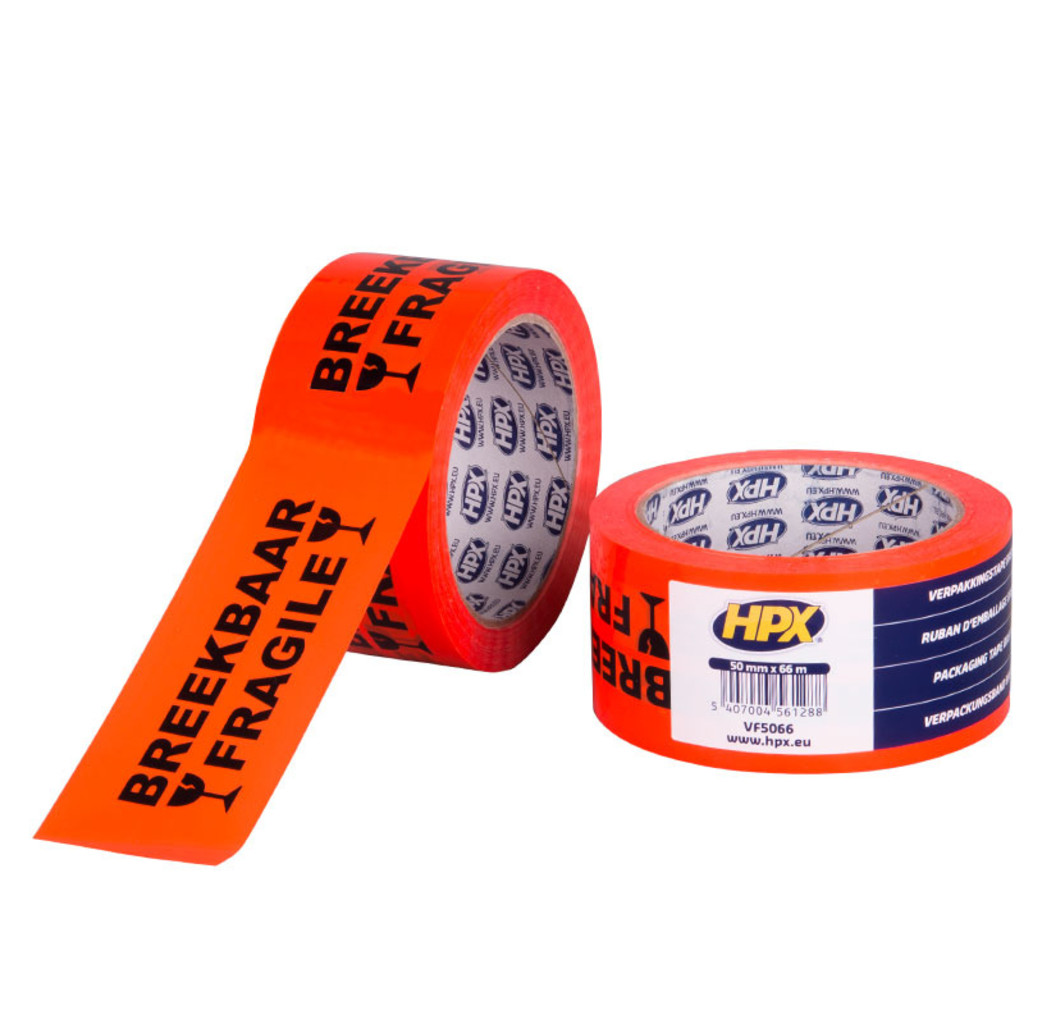 HPX tapes HPX VF5066 verpakkingstape breekbaar/ fragile - 50mm x 66 meter