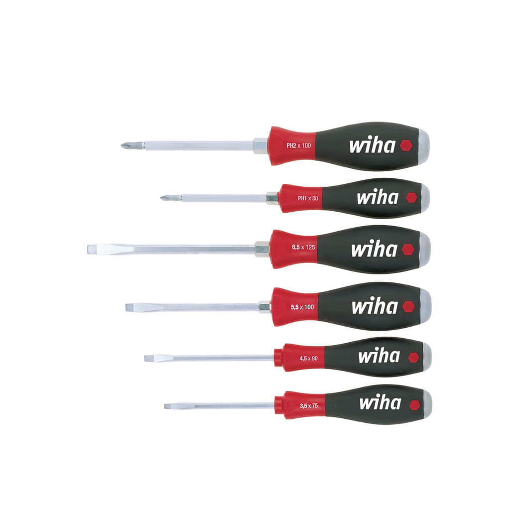 Wiha Wiha 530 HK6 Schroevendraaierset SoftFinish sleuf / philips - massief stalen kap - 6-Delig - 21250