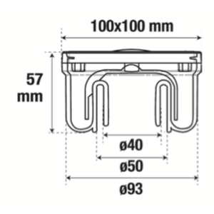 Nicoll Nicoll PVC Douchesifon met vaste RVS rand en rooster - verticale inwendige uitlaat - 100x100 mm - 1