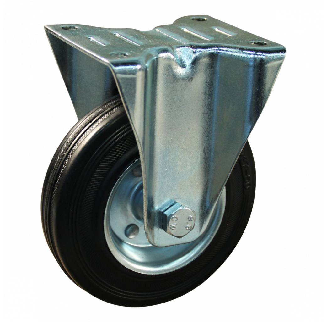 Protempo Bokwiel 100 mm met plaat - serie 02-15 - staal verzinkt - rubber