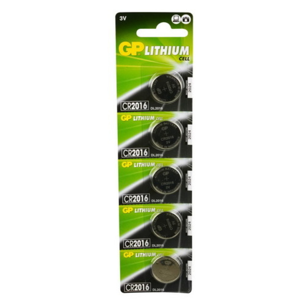 GP batteries GP Lithium knoopcel batterijen CR2016 - 3 Volt - 5 stuks