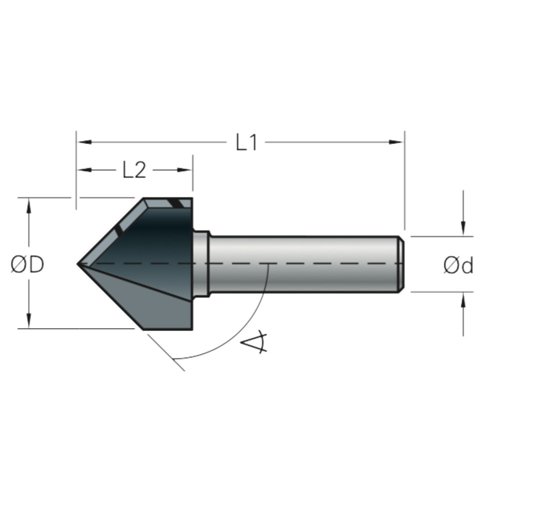 Stehle Stehle Hardmetalen V-groeffrees - Ø19 x 51 mm - 58502261