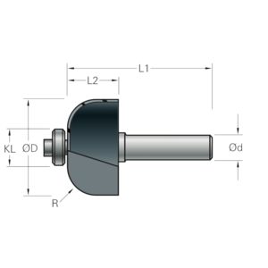 Stehle Stehle Hardmetalen Kwartholfrees met aanlooplager - Ø25,4 x 55 mm, R=6,3 mm - 58512047 - 0