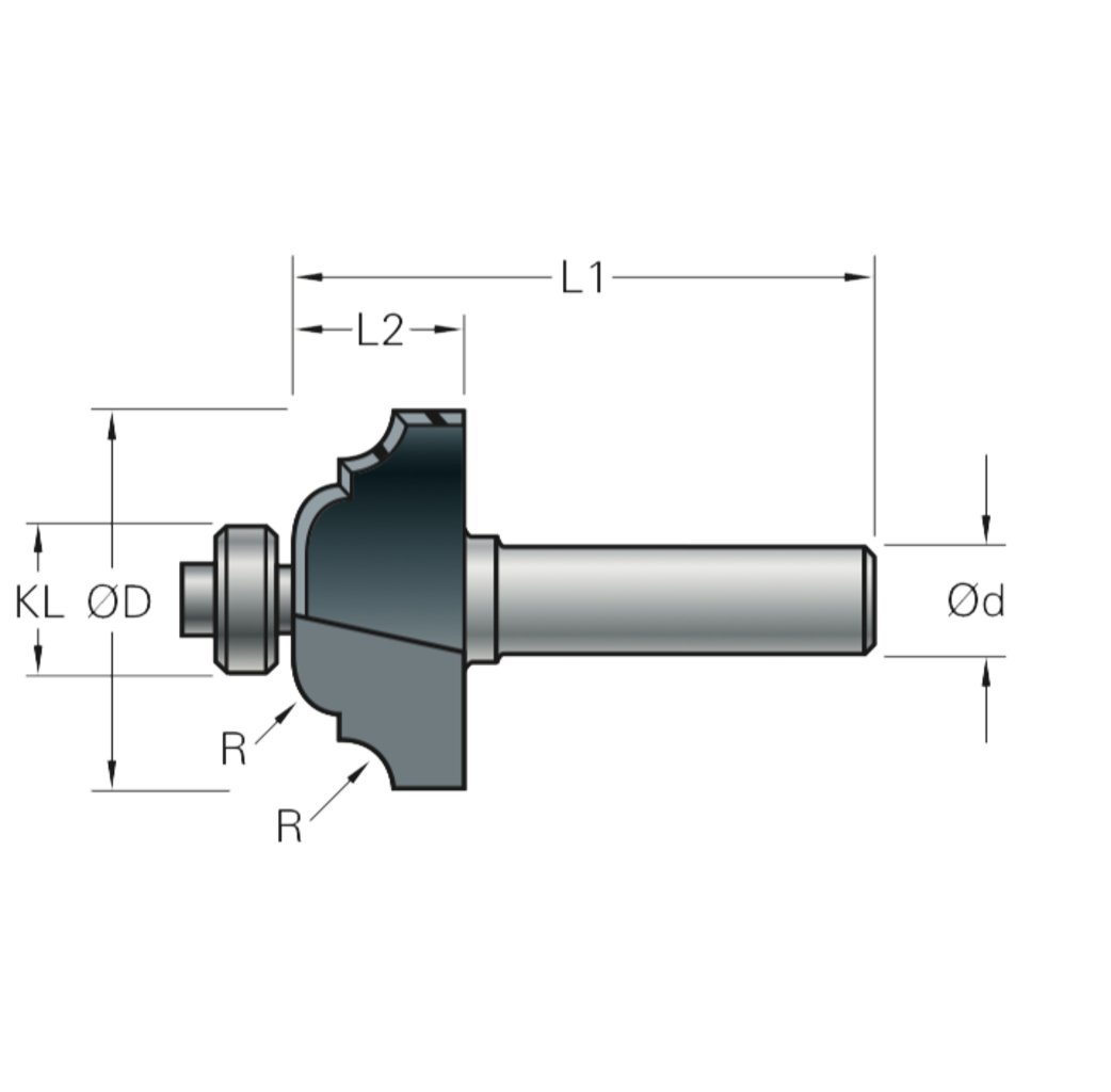 Stehle Stehle Hardmetalen Multiprofielfrees met aanlooplager - Ø37 x 47 mm, R=6,3 mm - 50512073