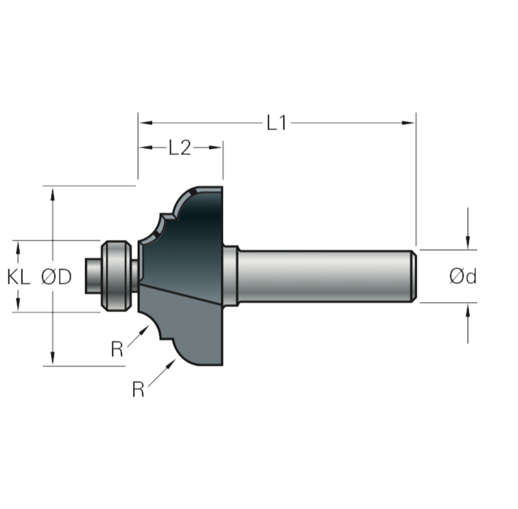 Stehle Stehle Hardmetalen Multiprofielfrees met aanlooplager - Ø29 x 45 mm, R=4,0 mm - 50512076