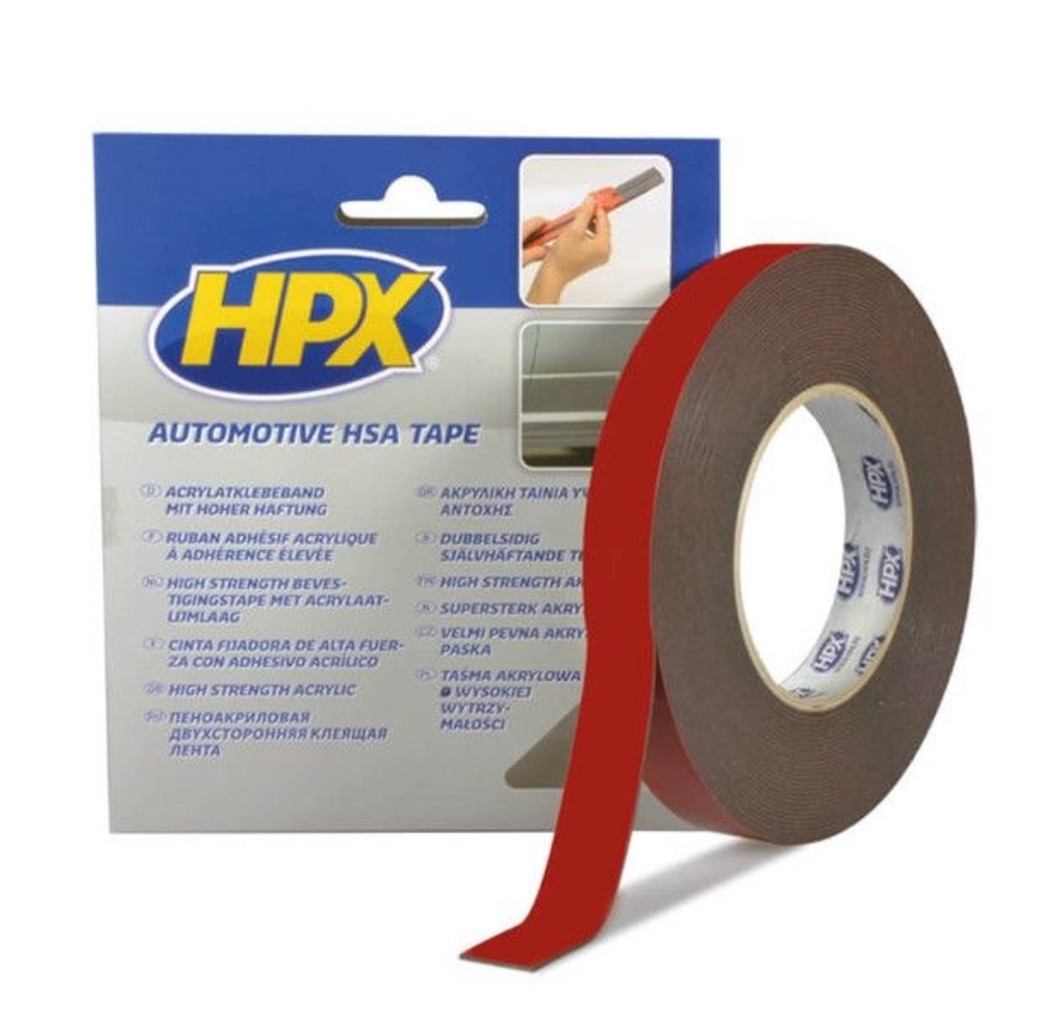 HPX tapes HPX Dubbelzijdige HSA tape - 12mm x 10 meter - antraciet - HSA004