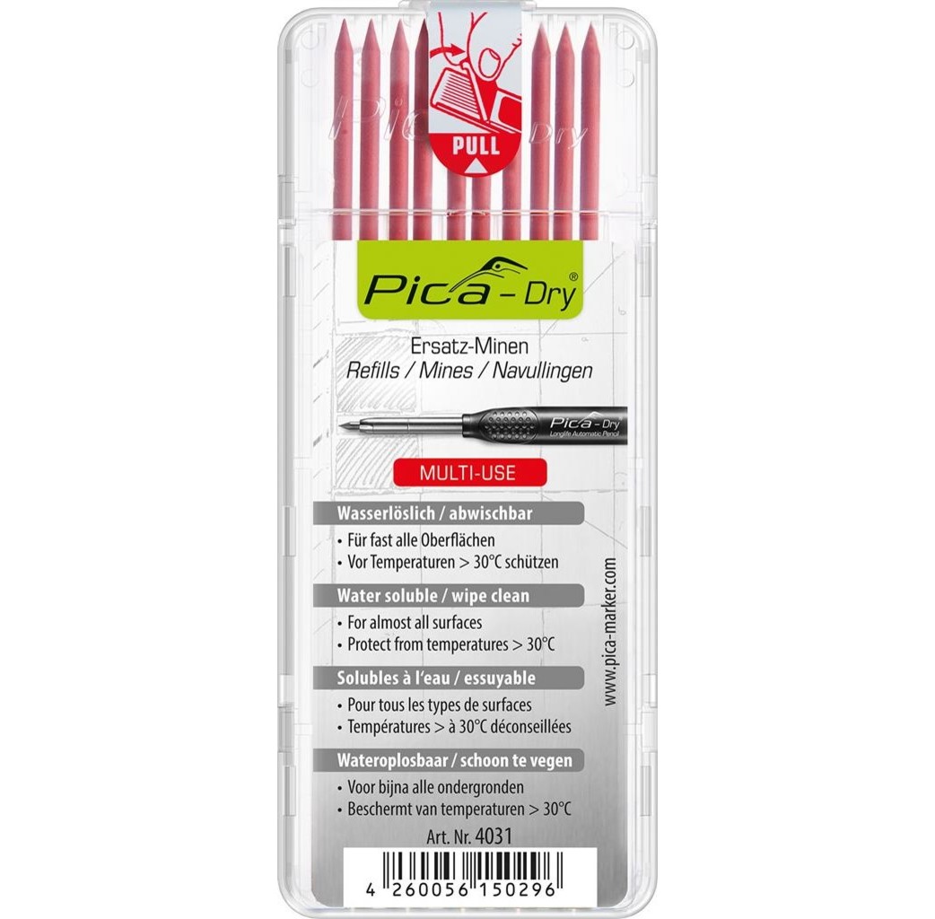 Pica Pica Dry 4031 Navulling tbv 3030 potlood - rood - 10 stuks