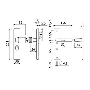 Ami deurbeslag Ami Voordeurgarnituur compleet recht - PC55 - SKG***® - F1 alu - VHB 55 RH AF - 1