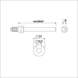 Ami deurbeslag Ami Gelagerde wisselquickstift tbv modular beslag - 8x110 mm - 1