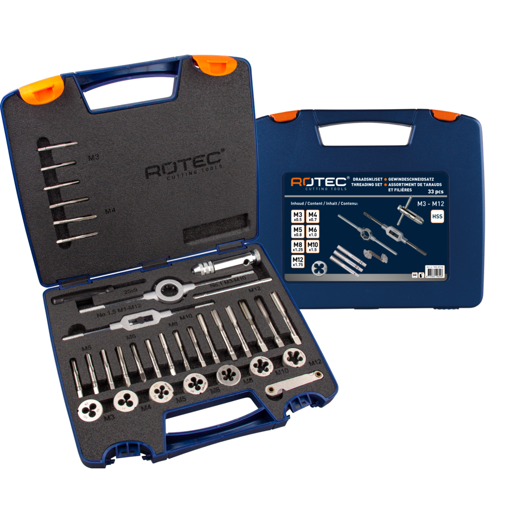 Rotec Rotec Handtap- en snijplaatset - 33-delig - metrich - ABS - 900.2010K