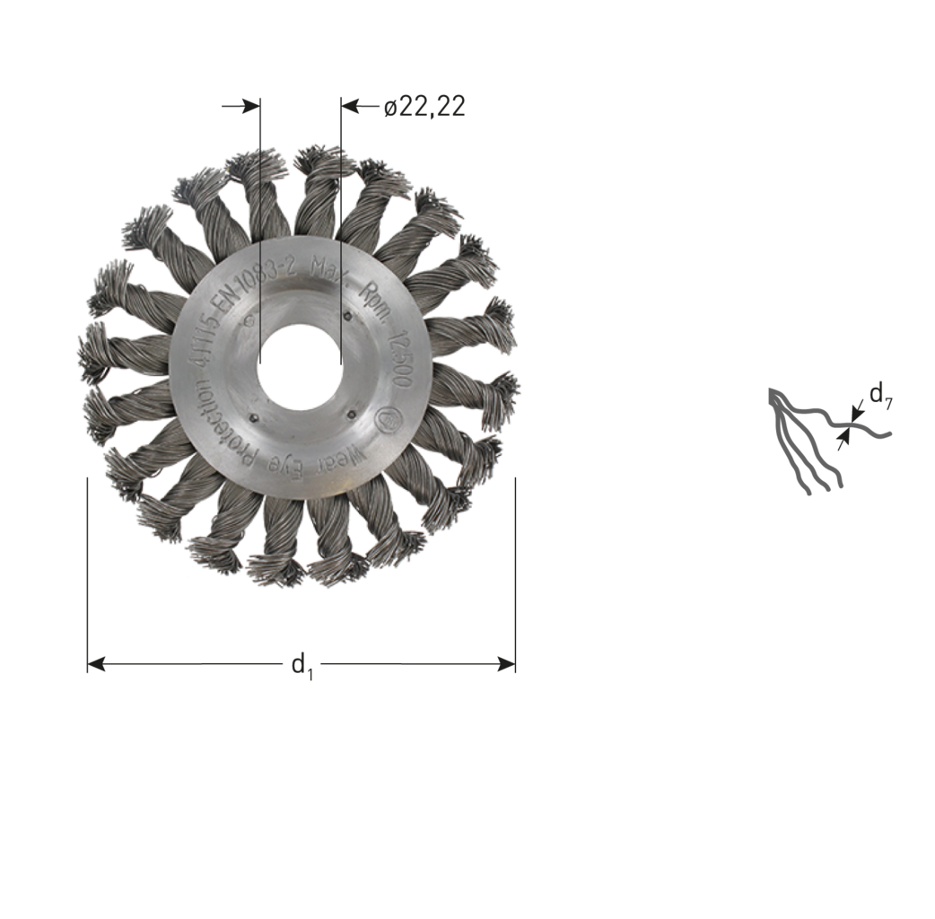 Rotec Rotec Rondborstel vlak - Ø115 t/m Ø180  mm - Getordeerd staaldraad