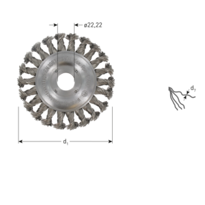 Rotec Rotec Rondborstel vlak - Ø115 t/m Ø180 mm - Getordeerd INOX-draad - 0