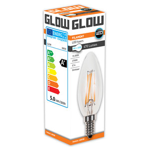 Glow Glow LED Filament kaars - 5W-40W - E14 - 2700K G35 470LM - dimbaar - 0