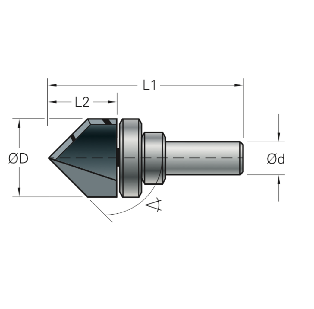 Stehle Stehle Hardmetalen V-groeffrees met lager - Ø19 x 59 mm, R=45° - 58512119