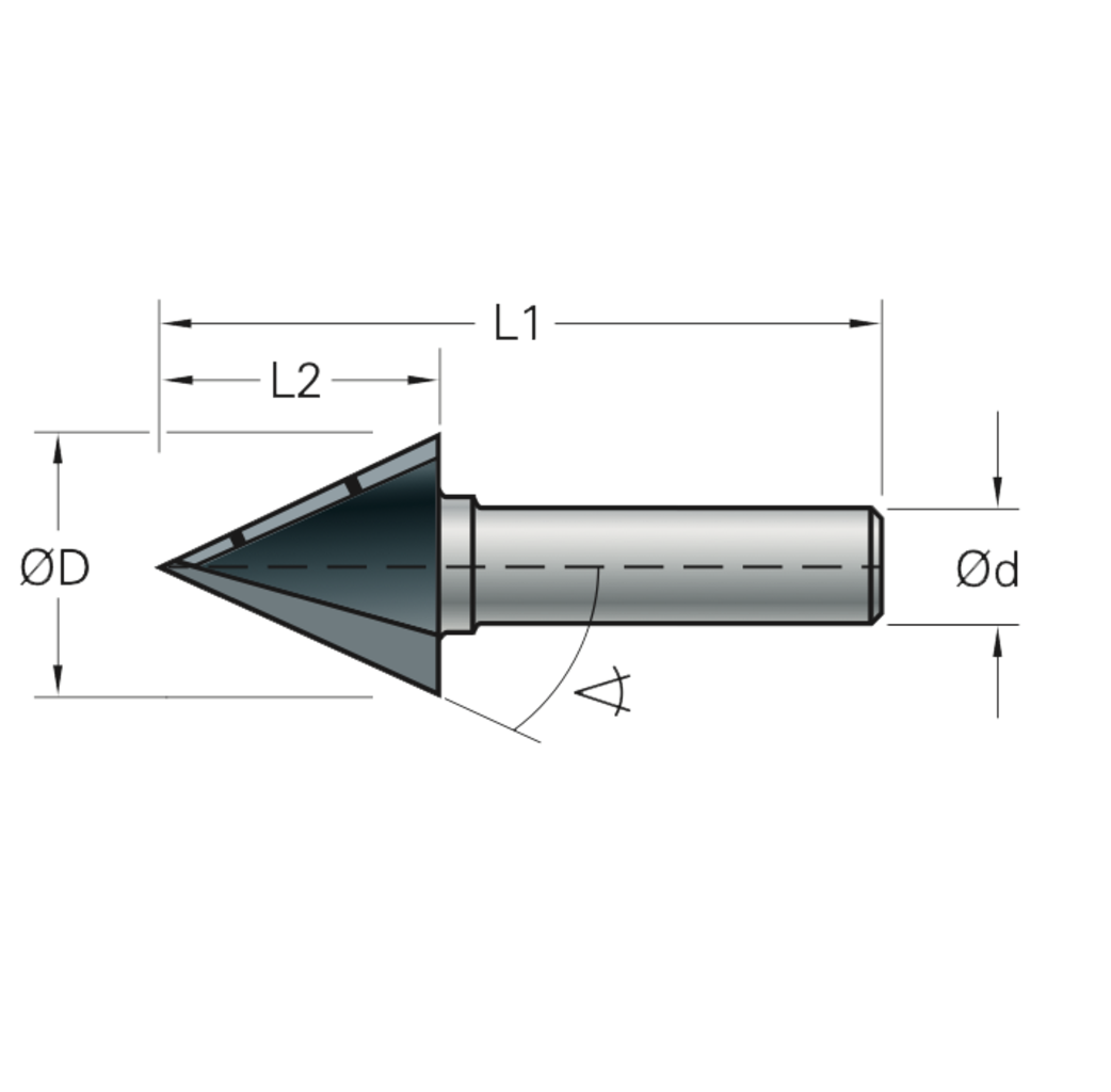 Stehle Stehle Hardmetalen V-groeffrees / graveerfrees - Ø15,8 x 51 mm, R=30° - 58502269