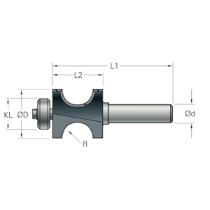 Stehle Stehle Hardmetaal halfrondfrees met aanlooplager - Ø31,8 x 73 mm, R=8,0 mm - 58512339