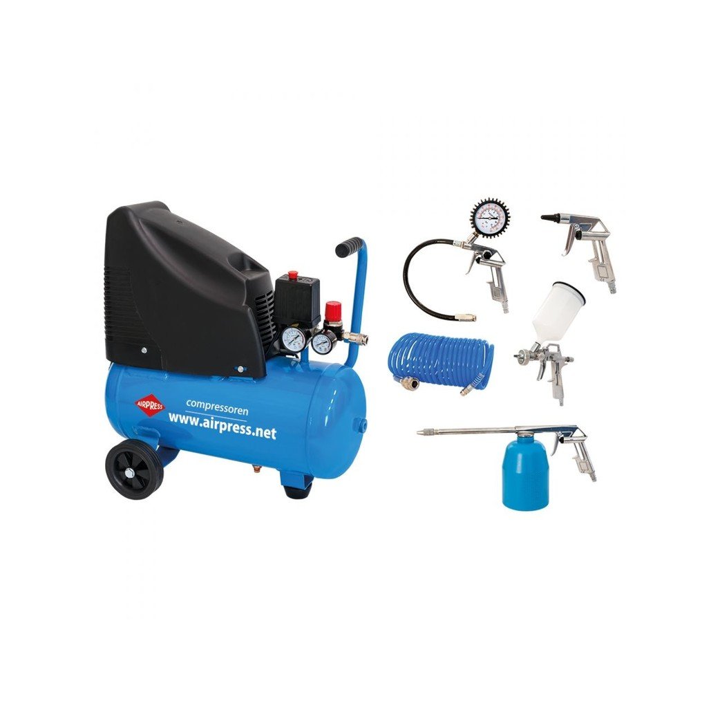 Airpress Airpress HLO 215-25 Compressor met 6-delige set - 215 l/min - 24 liter - 48140